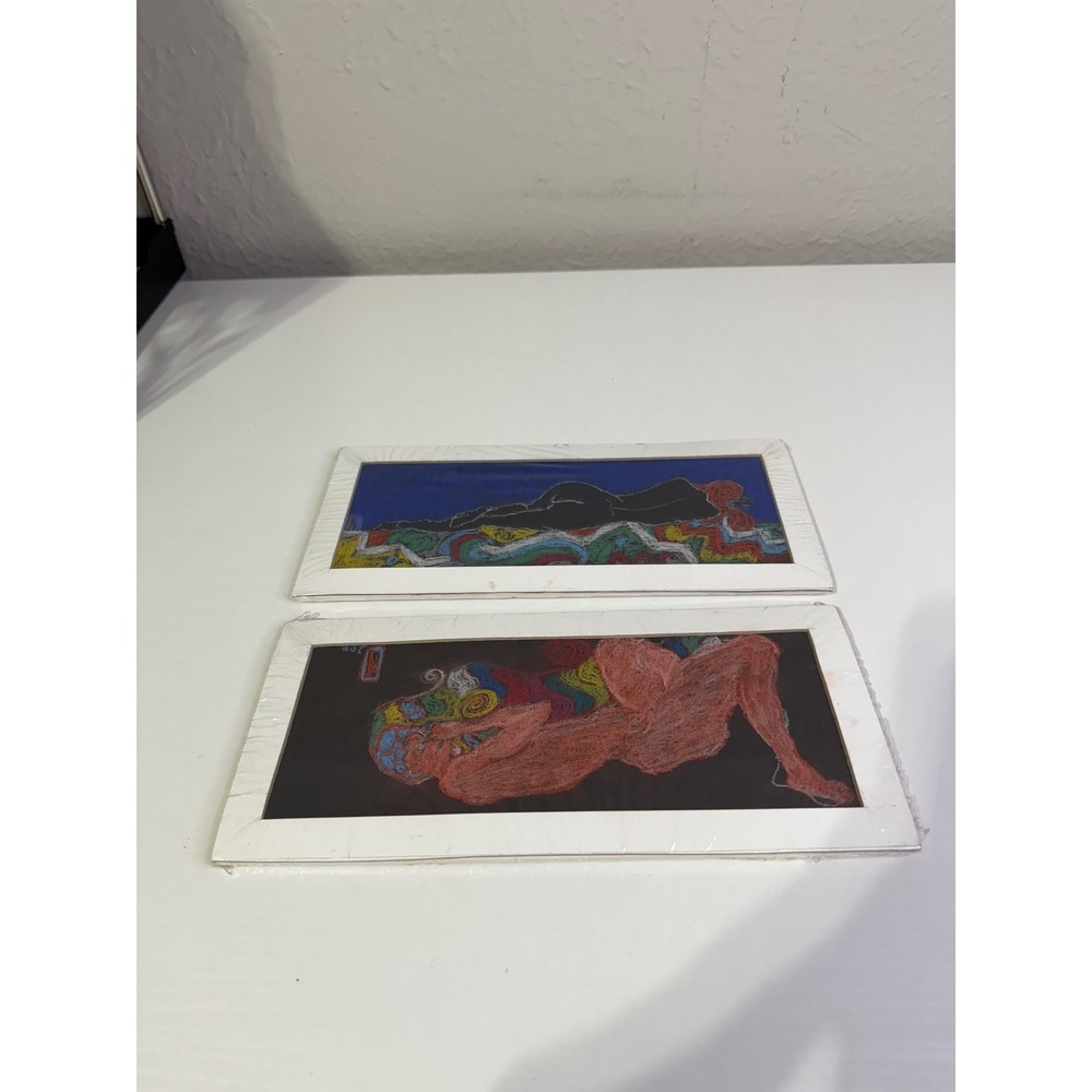 John W Mackenzie Original Pastel Drawings Set of 2 Reclining Figures 11 X 5
